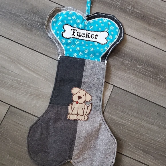 Custom handmade "Tucker" Christmas stocking for dog - Picture 12 of 12